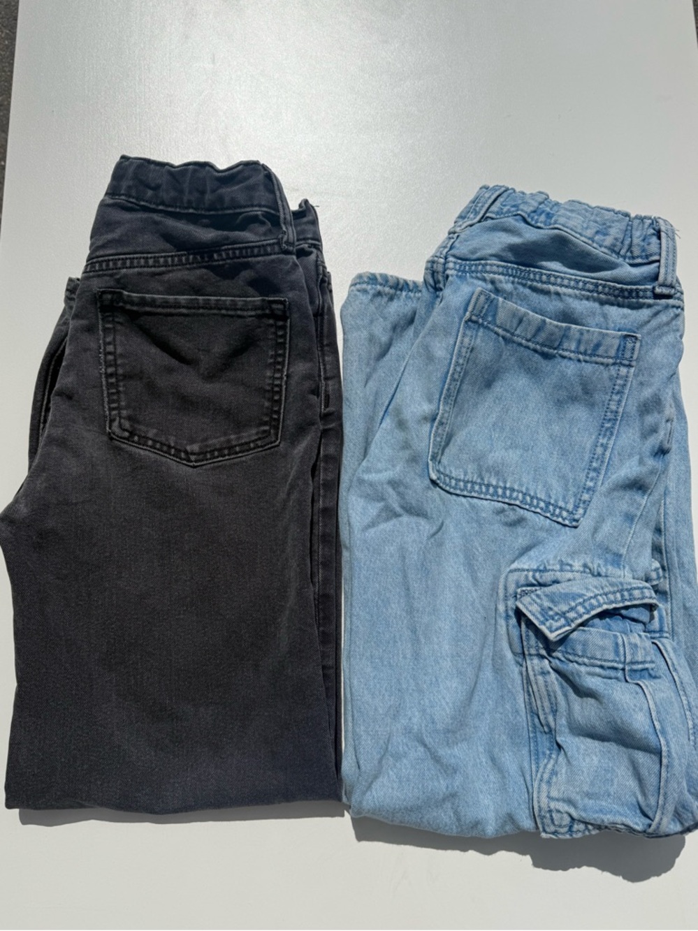 Old Navy Girls Size 12 Baggy Jeans - Black & Light Wash Blue